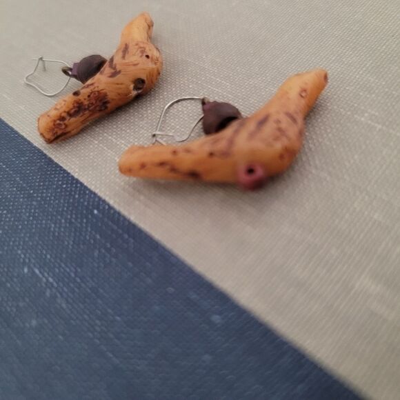 Vintage artisan New Mexico earrings pajaros - Picture 2 of 4